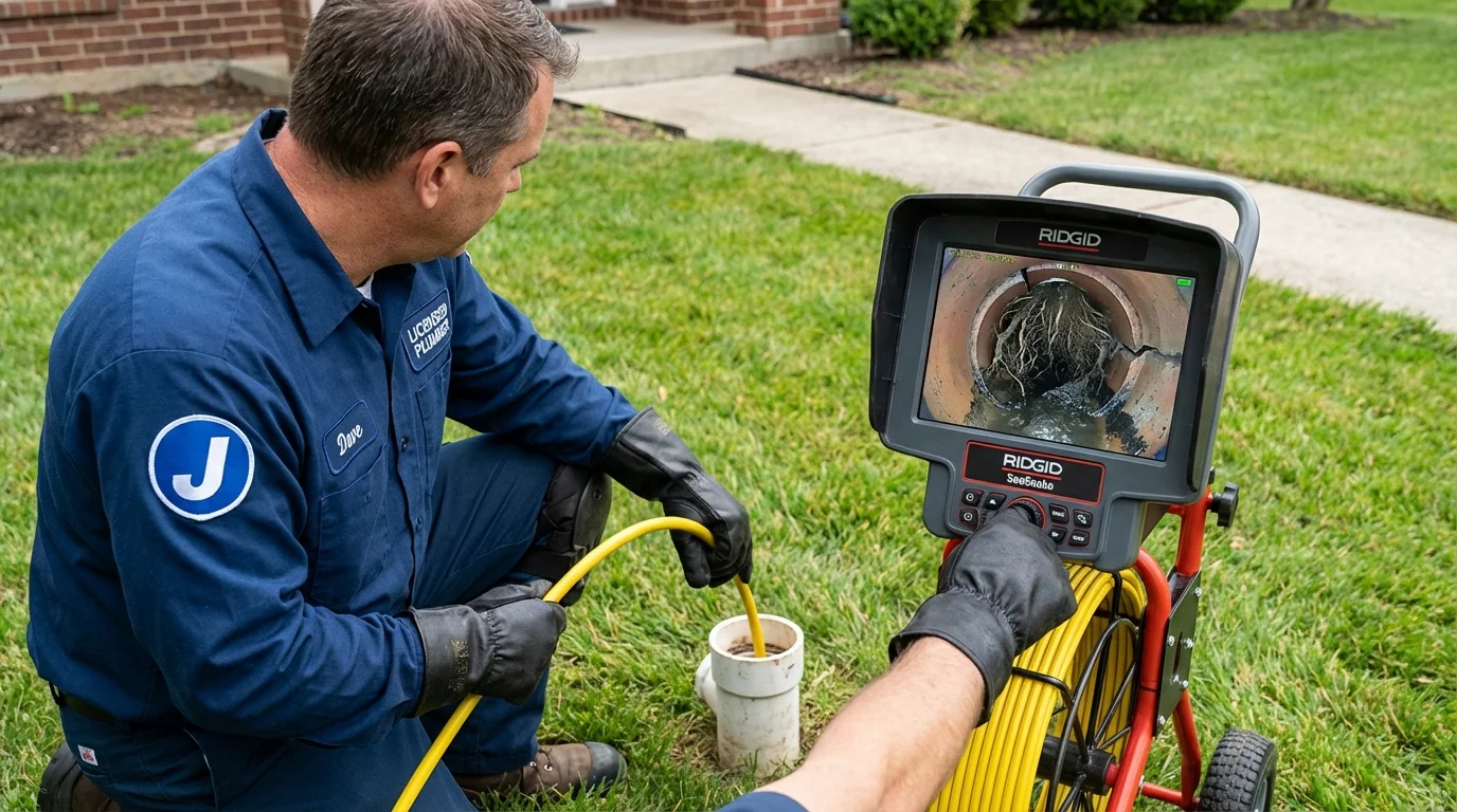 Sewer camera inspection being performed by Johns Plumbing LLC in New Sharon